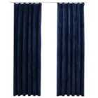 vidaXL Blackout Curtains 2 pcs with Hooks Velvet Dark Blue 140x225 cm