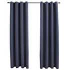 vidaXL Blackout Curtains with Metal Rings 2 pcs Anthracite 140x225 cm