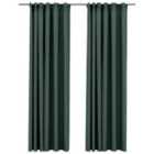 vidaXL Linen-Look Blackout Curtains with Hooks 2 pcs Green 140x225 cm