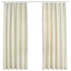 vidaXL Blackout Curtains 2 pcs with Hooks Velvet Cream 140x175 cm