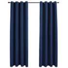 vidaXL Blackout Curtains with Metal Rings 2 pcs Blue 140x245 cm