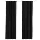 vidaXL Linen-Look Blackout Curtains with Hooks 2 pcs Anthracite 140x225 cm