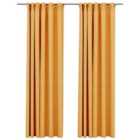 vidaXL Linen-Look Blackout Curtains with Hooks 2 pcs Yellow 140x225 cm