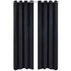 vidaXL 2 pcs Black Blackout Curtains with Metal Rings 135 x 245 cm