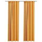 vidaXL Linen-Look Blackout Curtains with Hooks 2 pcs Yellow 140x245 cm
