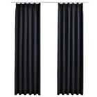 vidaXL Blackout Curtains with Hooks 2 pcs Black 140x175 cm