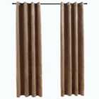 vidaXL Blackout Curtains with Rings 2 pcs Velvet Beige 140x245 cm