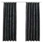vidaXL Blackout Curtains 2 pcs with Hooks Velvet Anthracite 140x175 cm