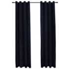 vidaXL Blackout Curtains with Rings 2 pcs Velvet Black 140x175 cm
