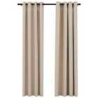 vidaXL Linen-Look Blackout Curtains with Grommets 2pcs Beige 140x225cm
