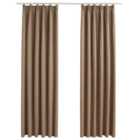 vidaXL Blackout Curtains with Hooks 2 pcs Taupe 140x225 cm