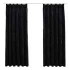 vidaXL Blackout Curtains 2 pcs with Hooks Velvet Black 140x175 cm