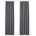 vidaXL Blackout Curtains with Hooks 2 pcs Grey 140x245 cm