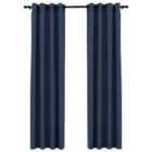 vidaXL Linen-Look Blackout Curtains with Grommets 2 pcs Blue 140x245cm