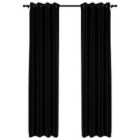 vidaXL Linen-Look Blackout Curtains with Grommets 2pcs Black 140x225cm