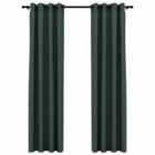 vidaXL Linen-Look Blackout Curtains with Grommets 2pcs Green 140x245cm
