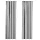 vidaXL Linen-Look Blackout Curtains with Hooks 2 pcs Grey 140x225 cm