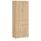 vidaXL Highboard Sonoma Oak 69.5x34x180 cm Engineered Wood