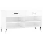 vidaXL Shoe Bench High Gloss White 102x35x55 cm Engineered Wood