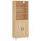 vidaXL Highboard Sonoma Oak 69.5x34x180 cm Engineered Wood