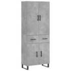 vidaXL Highboard Concrete Grey 69.5x34x180 cm Engineered Wood