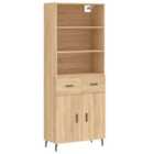 vidaXL Highboard Sonoma Oak 69.5x34x180 cm Engineered Wood