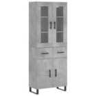 vidaXL Highboard Concrete Grey 69.5x34x180 cm Engineered Wood
