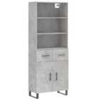 vidaXL Highboard Concrete Grey 69.5x34x180 cm Engineered Wood