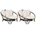 Beliani Set Of 2 Garden Daybeds Rossano Rattan Black