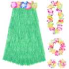 I LOVE FANCY DRESS Pack of 3 80cm Hawaiian Long Green Hula Skirt & Lei (Couple)
