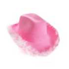 I LOVE FANCY DRESS Pack of 6 Pink Cowboy Hat with Marabou Trim (Accessories)