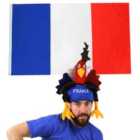 I LOVE FANCY DRESS Pack of 6 France 3x5ft Flag + French Cockerel Hat (Couple)