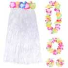 I LOVE FANCY DRESS Pack of 12 80cm Hawaiian Long White Hula Skirt & Lei (Couple)