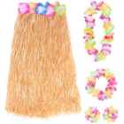 I LOVE FANCY DRESS Pack of 6 80cm Hawaiian Long Natural Hula Skirt & Lei (Couple)