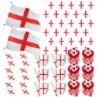 I LOVE FANCY DRESS Pack of 1 28 Piece England Set - Flags, Bunting, Tattoos, Inflatables & Hats (Accessories)