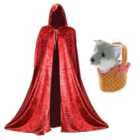 I LOVE FANCY DRESS Red Riding Hood Set - Cape & Basket with Wolf (One Size)