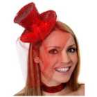 I LOVE FANCY DRESS Pack of 12 Mini Red Glitter Fascinator Top Hat (Accessories)