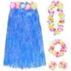 I LOVE FANCY DRESS Pack of 6 80cm Hawaiian Long Blue Hula Skirt & Lei (Couple)