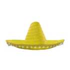 I LOVE FANCY DRESS Pack of 6 Yellow Mexican Sombrero with Pom Pom Edging (Accessories)