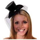 I LOVE FANCY DRESS Pack of 12 Mini Black Glitter Fascinator Top Hat (Accessories)