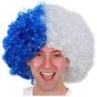 I LOVE FANCY DRESS Pack of 24 Blue and White Supporters Curly Wig (Accessories)