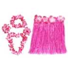 I LOVE FANCY DRESS Pack of 3 Pink Hawaiian Lei Set + Matching 40cm Skirt (Accessories)