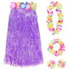I LOVE FANCY DRESS Pack of 12 80cm Hawaiian Long Purple Hula Skirt & Lei (Couple)