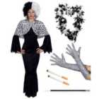 I LOVE FANCY DRESS Evil Dog Lady Costume - Cape, Wig, Gloves, Boa & Fake Cigarettes (XL)