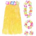 I LOVE FANCY DRESS Pack of 6 80cm Hawaiian Long Yellow Hula Skirt & Lei (Couple)