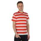 I LOVE FANCY DRESS Red and White Striped Short Sleeve Top (M)
