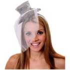 I LOVE FANCY DRESS Pack of 12 Mini Silver Glitter Fascinator Top Hat (Accessories)