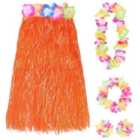 I LOVE FANCY DRESS Pack of 12 80cm Hawaiian Long Orange Hula Skirt & Lei (Couple)