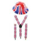 I LOVE FANCY DRESS Pack of 12 Union Jack Bowler Hat & Suspenders (Accessories)