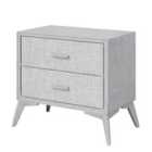Clarisworld 2-drawer Storage Upholstered Nightstand, Bedside Table, 60x35x54.5 Cm, Non-woven Fabric, Steel Legs, Grey